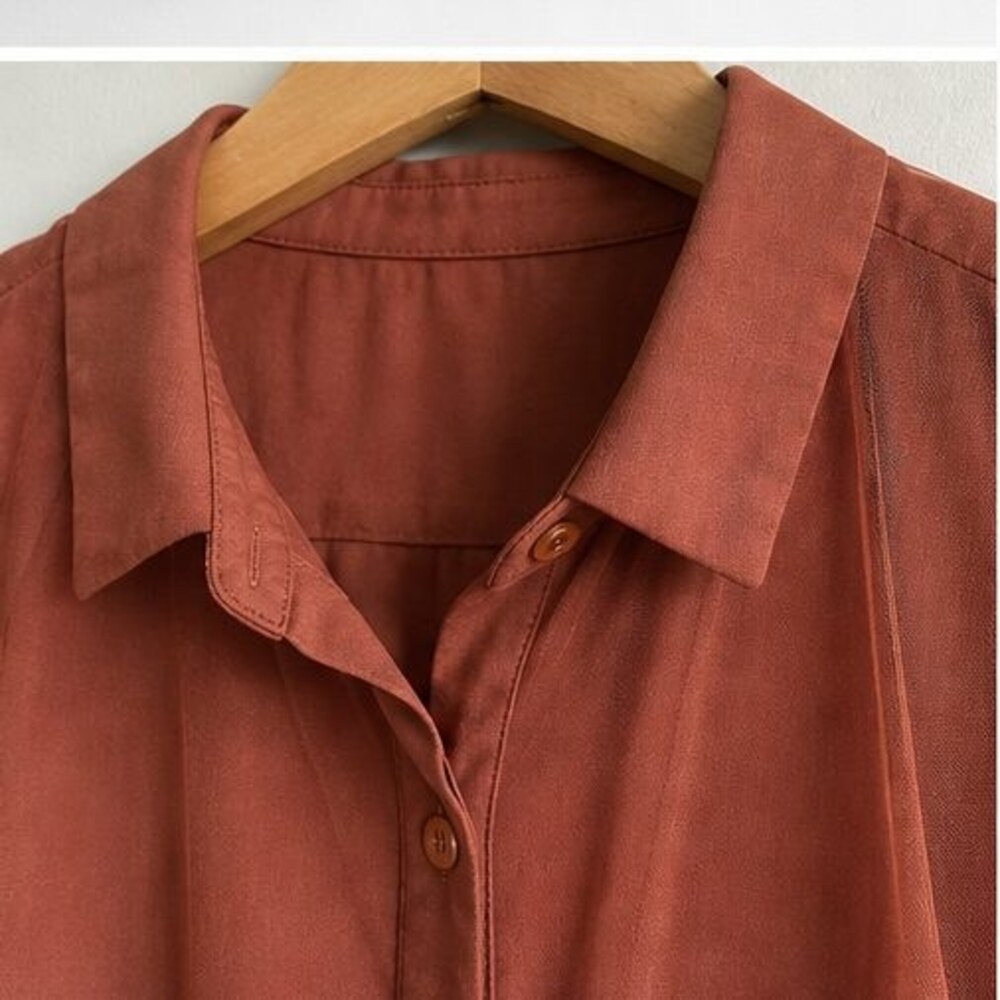 Rust Pleated Blouse - Picture 4 of 6